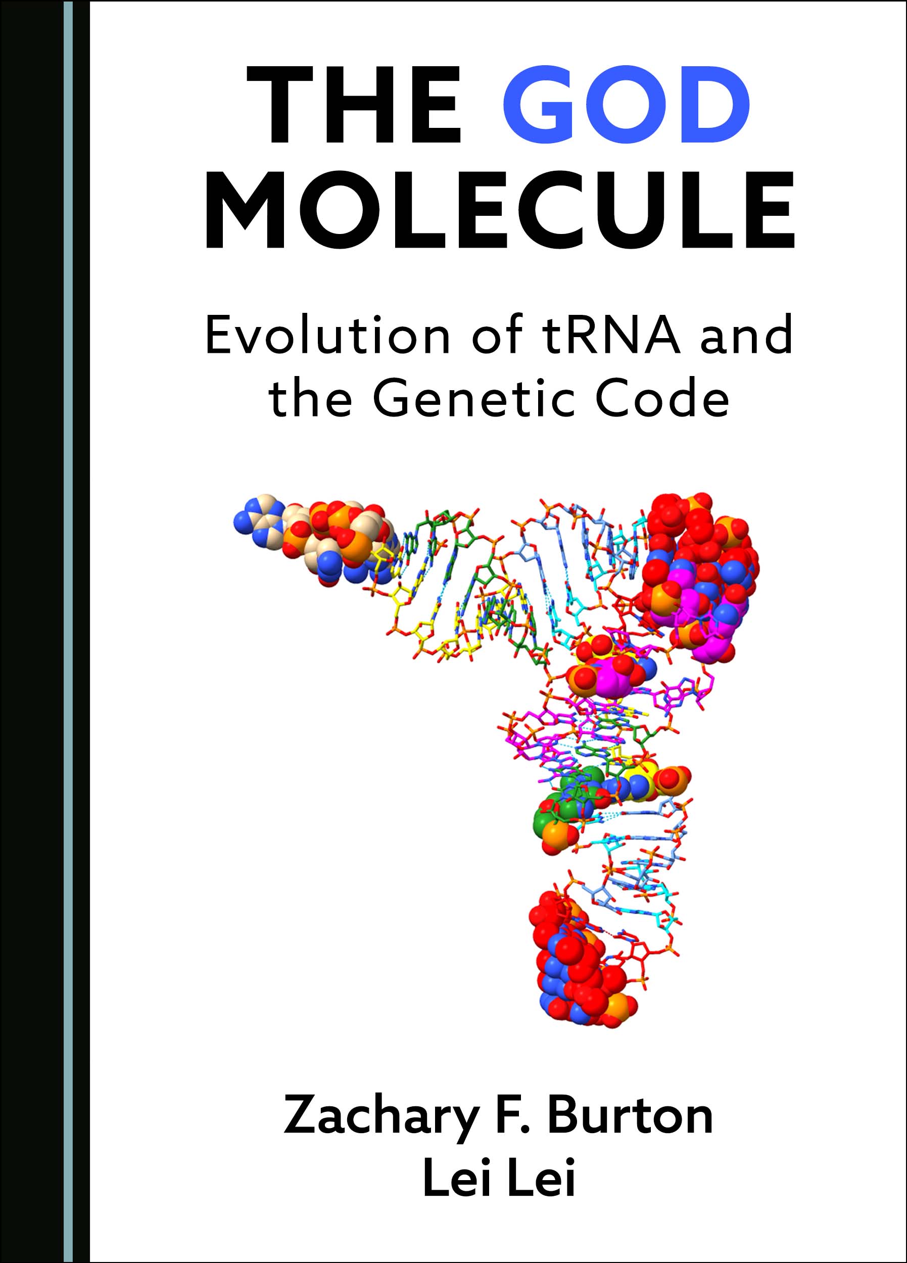 Cover of Zachary Burton's "The God Molecule: Evolution of tRNA and the Genetic Code" book including a bright illustration of molecular genetics