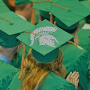 Students wearing graduation caps