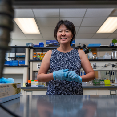 Polly Hsu in her lab.