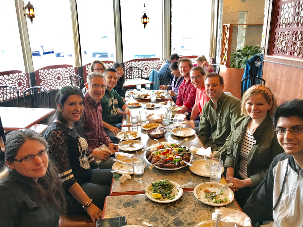Arnosti lab members at lunch, April 2017