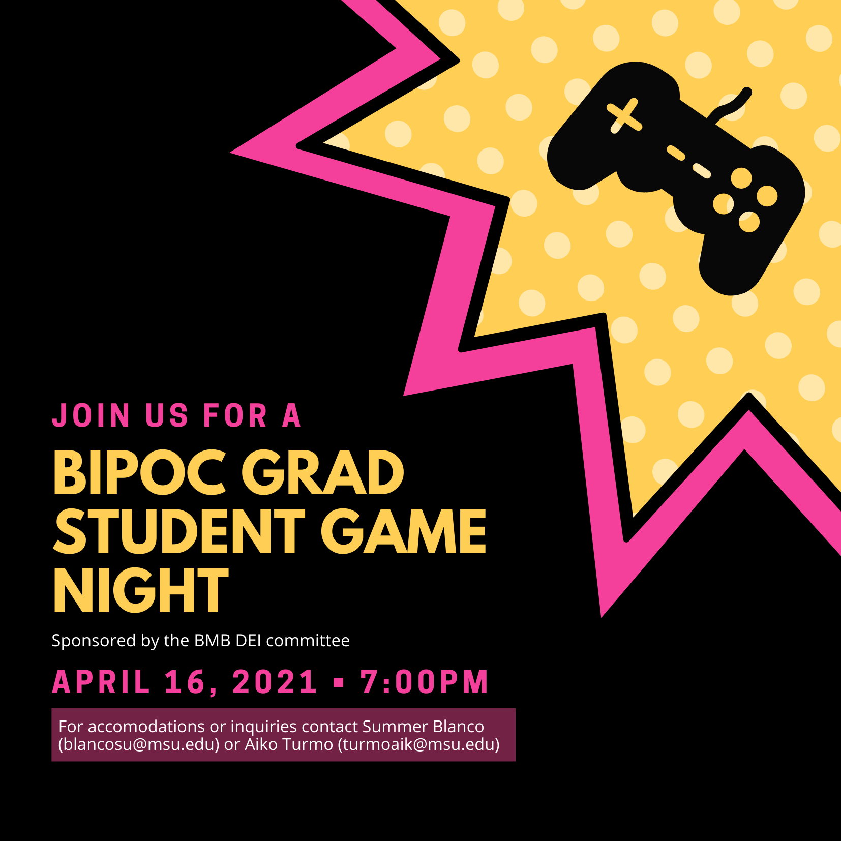 Voices of Color Flyer - Game Night April 16 2021 